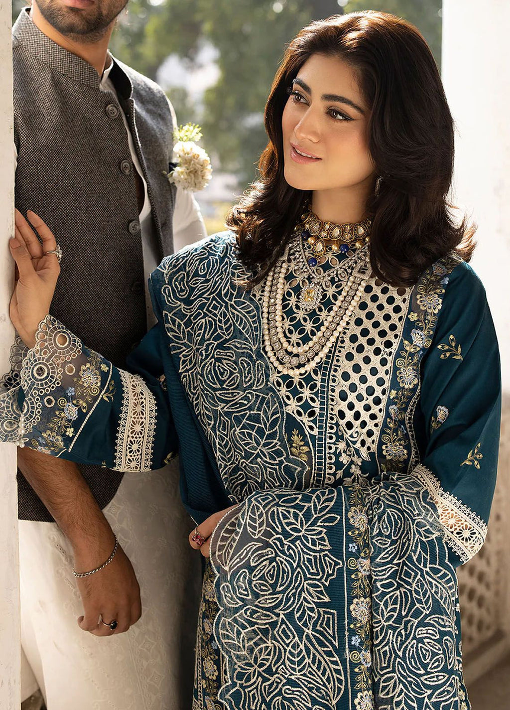 Lawn-3PC Embroidered Shirt With Khadi Net Embroidered Dupatta-5218