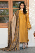 Dhanak-3PC Embroidered Shirt with Digital Printed Wool Shawl - 6039