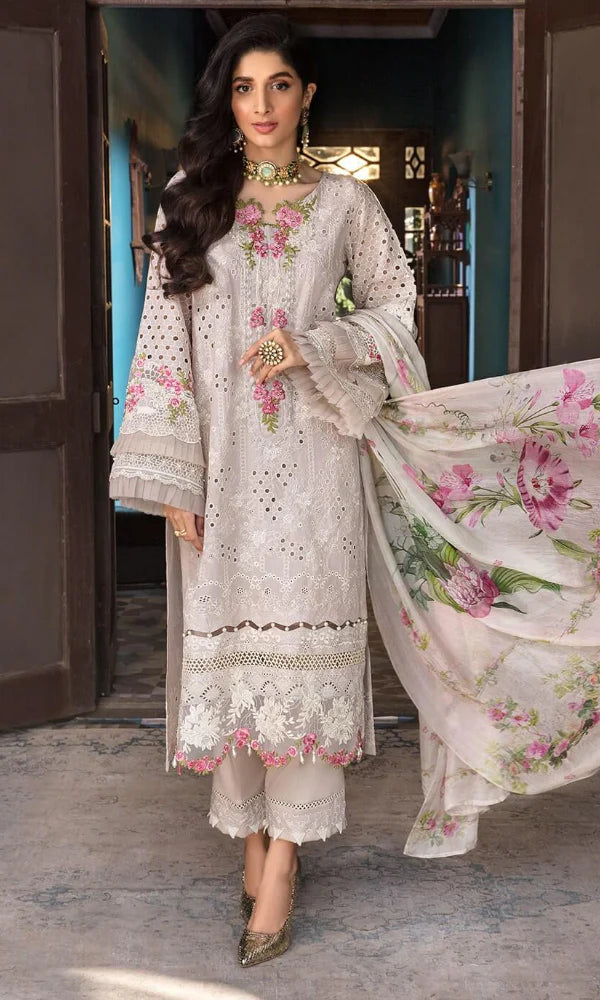 ELAF Dhanak 3PC Chikankari Embroidered With Printed Dupatta-676