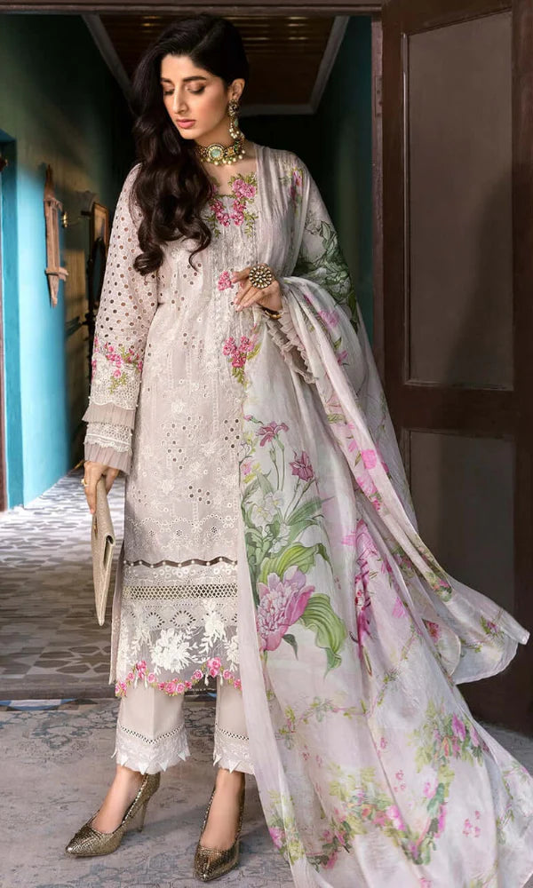 ELAF Dhanak 3PC Chikankari Embroidered With Printed Dupatta-676