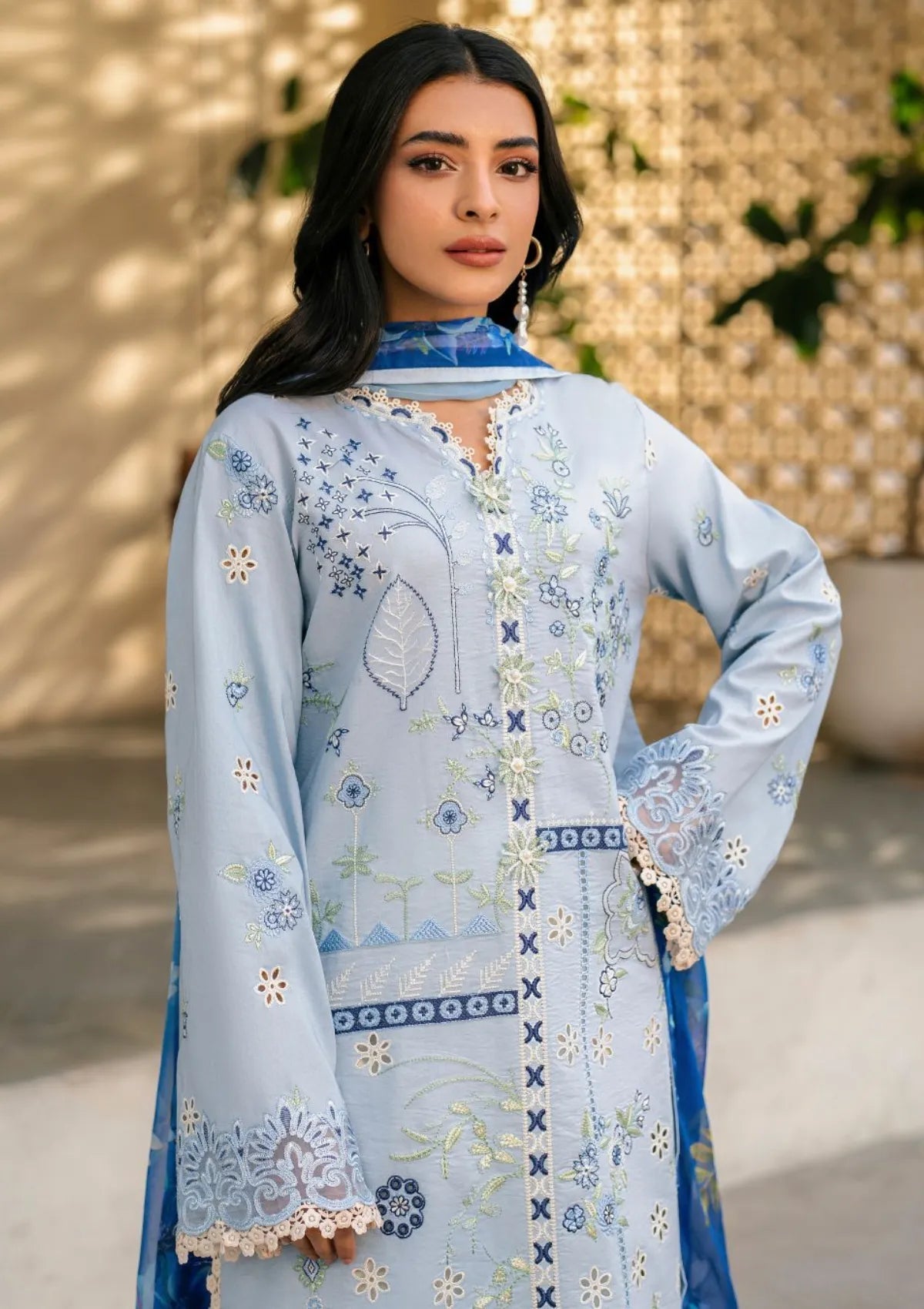 Lawn-3PC Embroidered with Digital Printed Jacquard Dupatta-5200