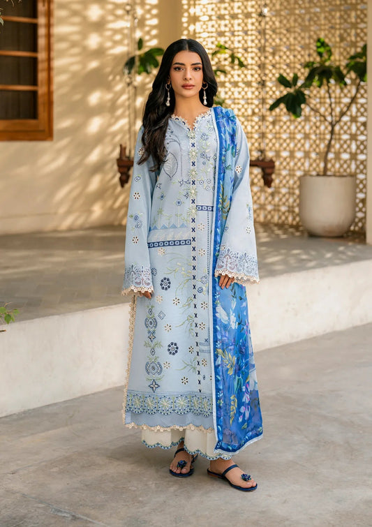 Lawn-3PC Embroidered with Digital Printed Jacquard Dupatta-5200