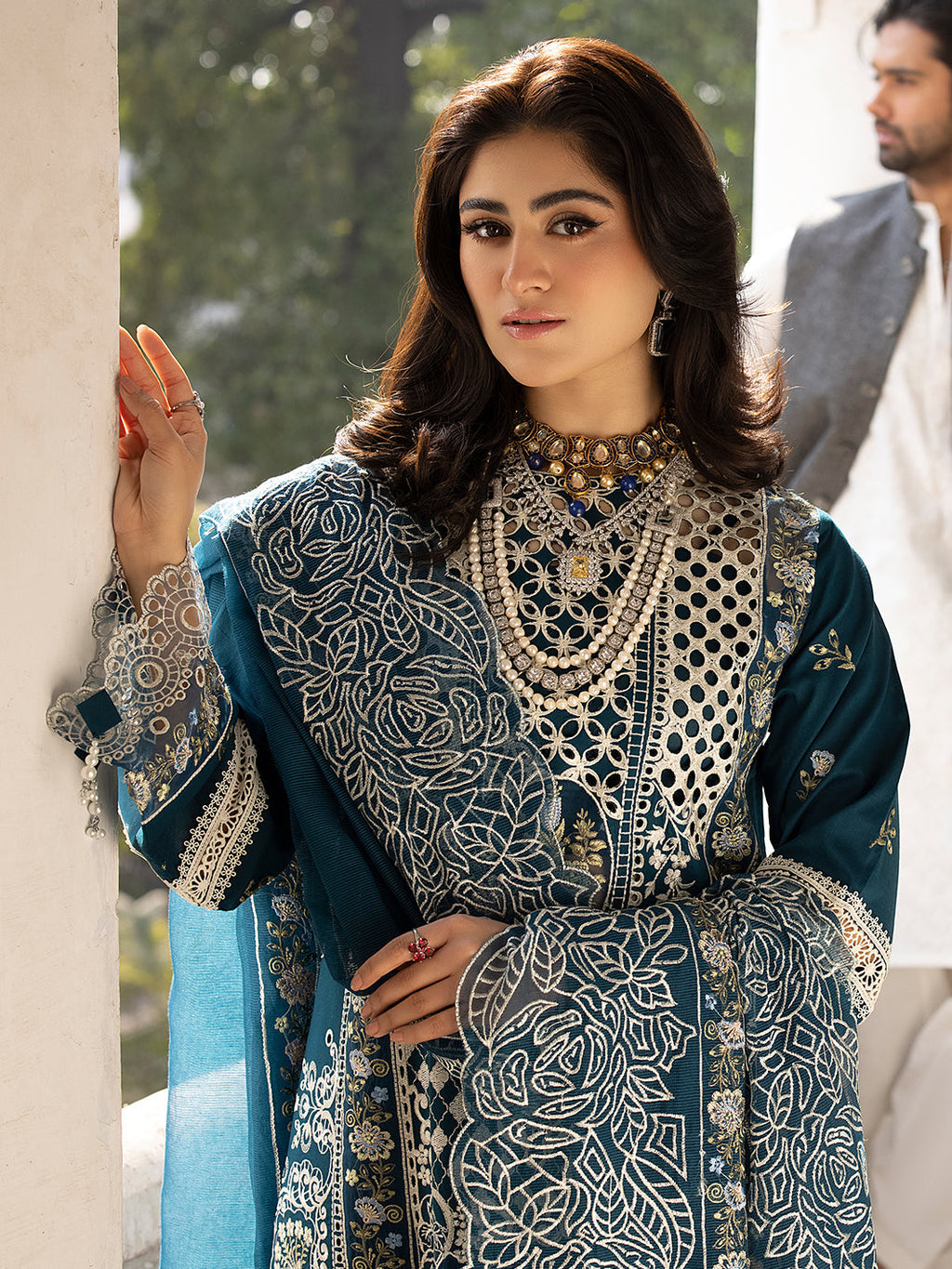 Dhanak-3PC Embroidered Shirt with Khadi Net Embroidered Dupatta - 6218